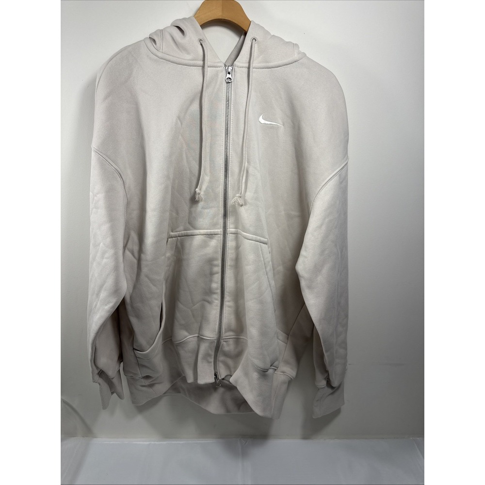 Nike‎ Women's Sportswear Phoenix Fleece Oversized Full-Zip Hoodie Medium Beige